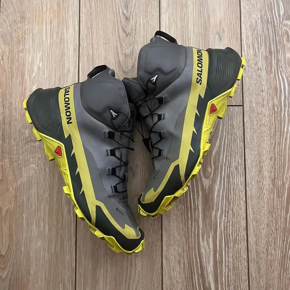 Salomon Cross Hike 2 Mid GTX Hiking Boots Gray Yellow Men's Size 10 US 44 EU